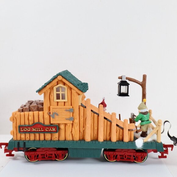 New Bright The Holiday Express Animated Train Log Mill Wood Car 384-4 Tested - Picture 4 of 9